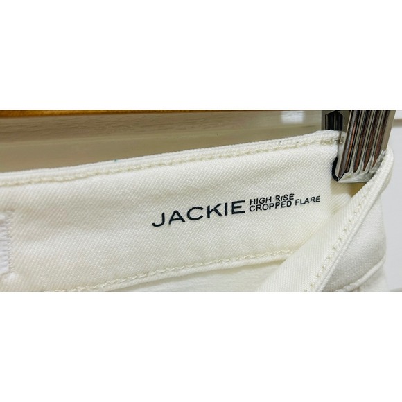 DL1961 Jackie High Rise Cropped‎ Flare Jeans White Distressed Raw Hem Size 25 - Picture 3 of 7